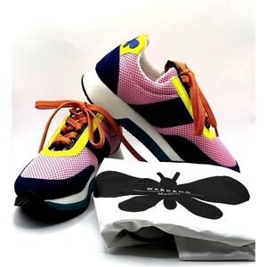 Max Mara Weekend Raro Sneakers Rosa Pink Blue Yellow Runner Size 36 Us 6